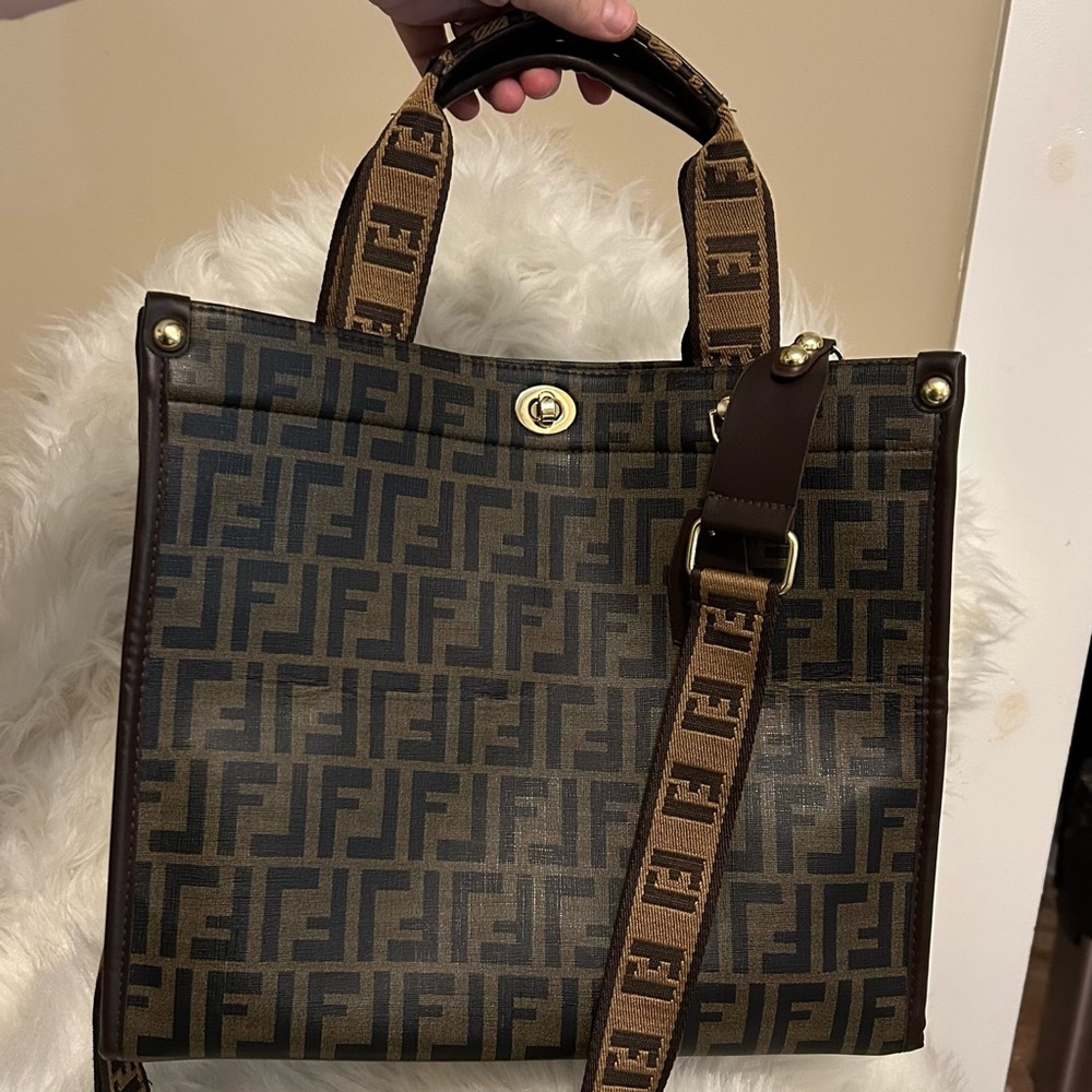 Brown F tote